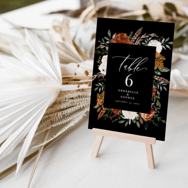 Budget terracotta black table number chic elegant (Creator Uploaded)