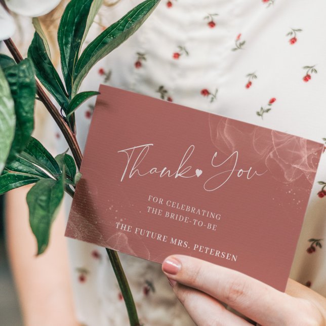 Budget terracotta blush bridal shower thank you card (Creator Uploaded)