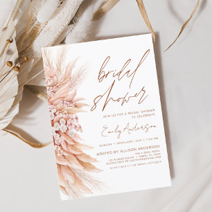 Budget Terracotta Boho Pampas Grass Bridal Shower Flyer
