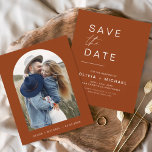 Budget Terracotta Boho Save the Date Photo Flyer<br><div class="desc">Budget Wedding Boho Terracotta Save the Date Cards that have a photo on the front. The Save the Date cards contain a modern hand lettered cursive script typography that are elegant,  simple and modern to use after you minimalist simple wedding day celebration.</div>