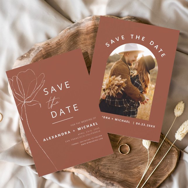 Budget Terracotta Boho Save the Date Photo Flyer (Creator Uploaded)