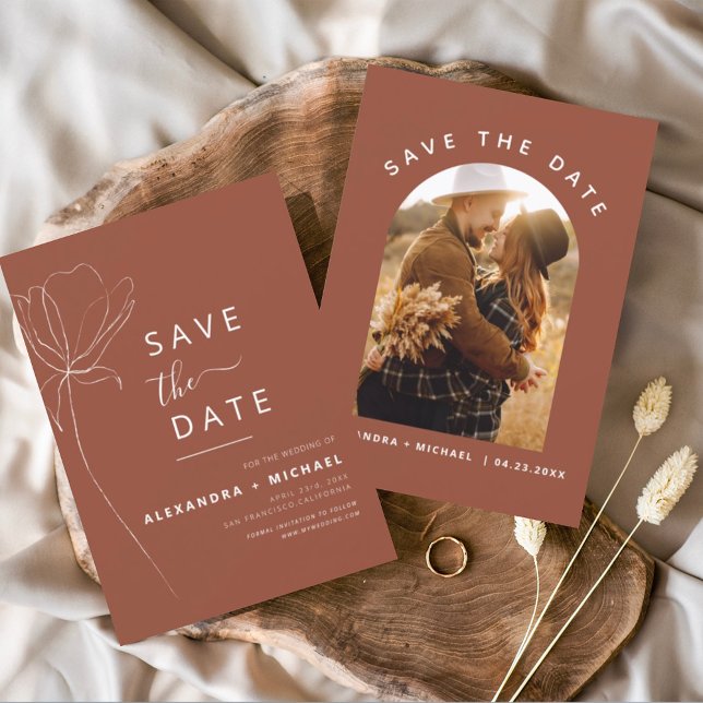 Budget Terracotta Boho Save the Date Photo Flyer (Creator Uploaded)