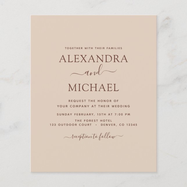 Budget Terracotta Boho Wedding Modern Simple Flyer (Front)