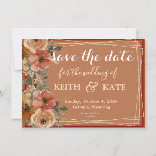 BUDGET Terracotta Floral Elegant Save Date Invitation