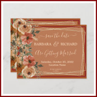 BUDGET Terracotta Floral Elegant Save Date    