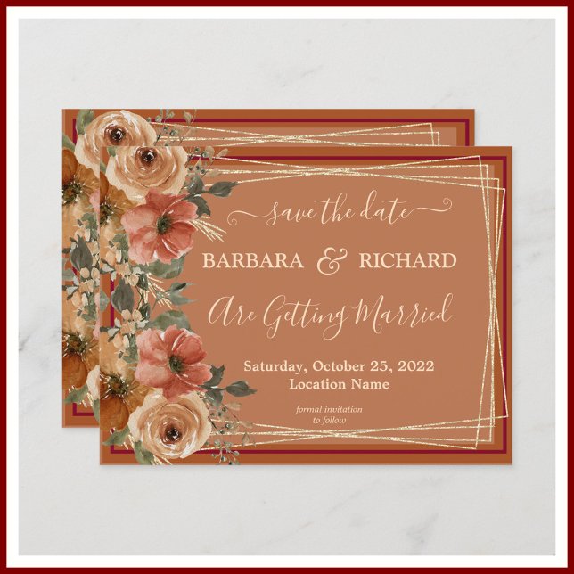 BUDGET Terracotta Floral Elegant Save Date     Invitation (Creator Uploaded)