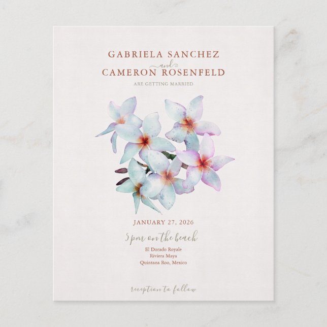 Budget Terracotta Floral QR Code Wedding Invite (Front)