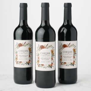 Budget Terracotta floral wedding favour gift Wine Label