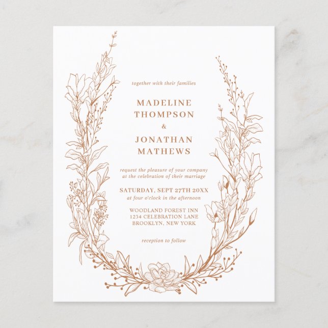BUDGET Terracotta Floral Wreath Monogram Wedding (Front)