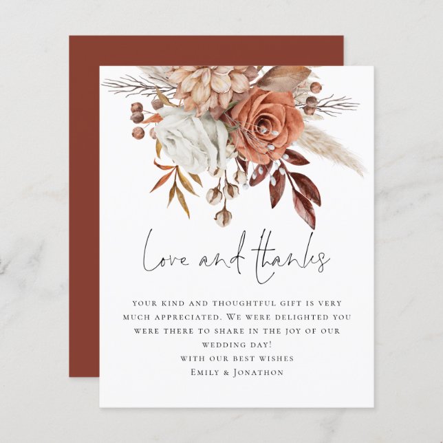 Budget Terracotta Florals Love Thanks Wedding (Front/Back)