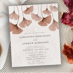 Budget Terracotta Ginkgo Wedding Invitation