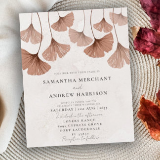 Budget Terracotta Ginkgo Wedding Invitation