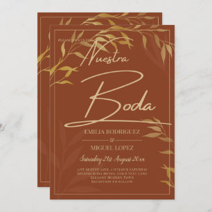 Budget Terracotta GOLD Nuestra Boda Spanish Weddin Invitation