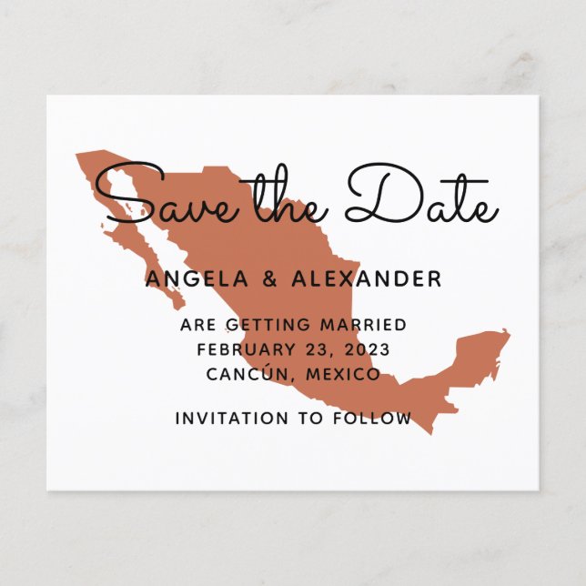 Budget Terracotta Mexico Wedding Save The Date (Front)