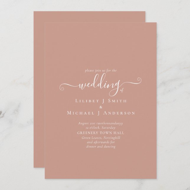 BUDGET Terracotta Monochrome Wedding  (Front/Back)