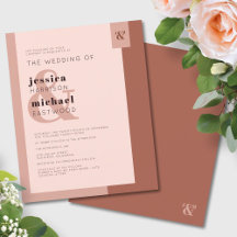 Budget Terracotta Monogram Wedding Invitation