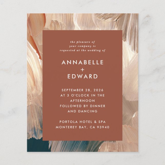 budget Terracotta painterly wedding invitation Flyer (Front)