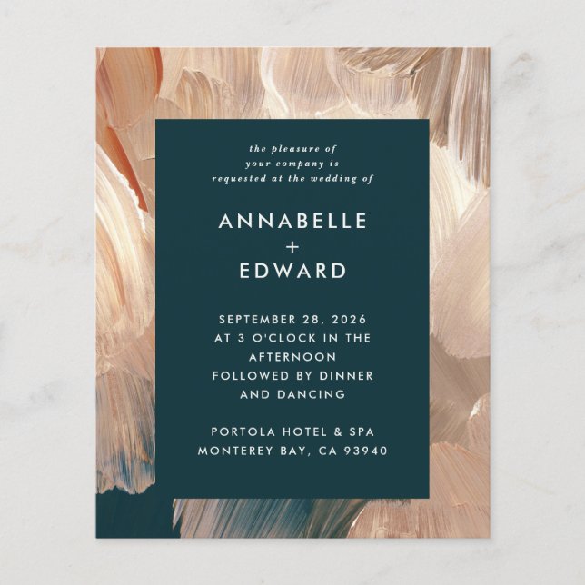 budget terracotta painterly wedding invitation flyer (Front)