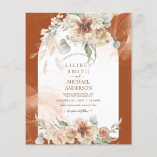 BUDGET Terracotta Pampas Grass Wedding Flyer
