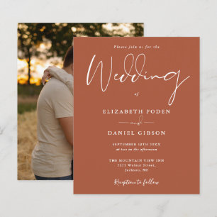 Budget Terracotta Photo Wedding Invitation