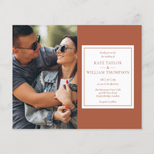 Budget Terracotta Photo Wedding Invitation