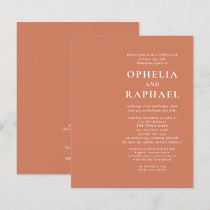 Budget Terracotta QR Code Bohemian Wedding Invite