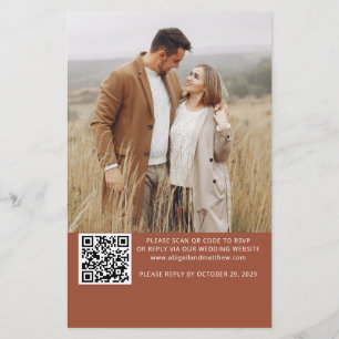 Budget Terracotta QR Code RSVP Wedding Invitation