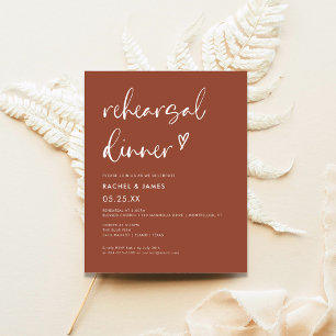 Budget Terracotta Rehearsal Dinner Invitation