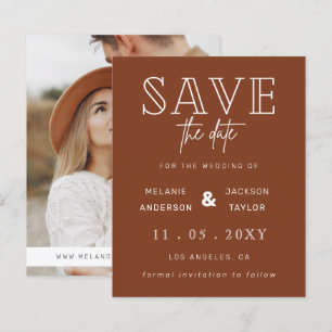 Budget Terracotta Rustic Photo Save The Date