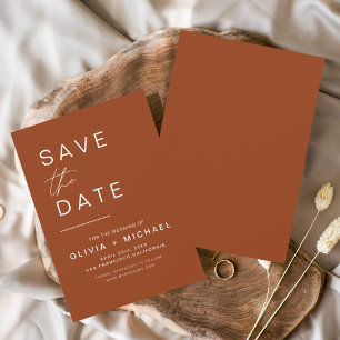 Budget Terracotta Save the Date Minimalist Script