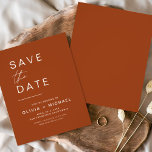 Budget Terracotta Save the Date Minimalist Script Flyer<br><div class="desc">Budget Wedding Boho Terracotta Save the Date Cards The Save the Date cards contain a modern hand lettered cursive script typography that are elegant,  simple and modern to use after you minimalist simple wedding day celebration.</div>