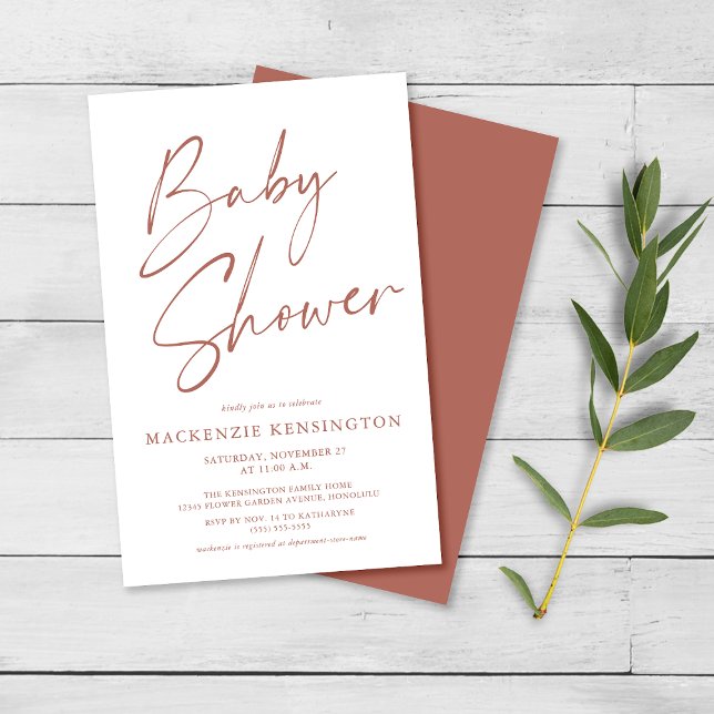 Budget Terracotta Simple Script Baby Shower FLYER (Creator Uploaded)