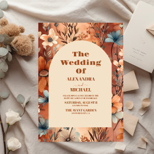 Budget Terracotta Watercolor Wildflowers Wedding Flyer