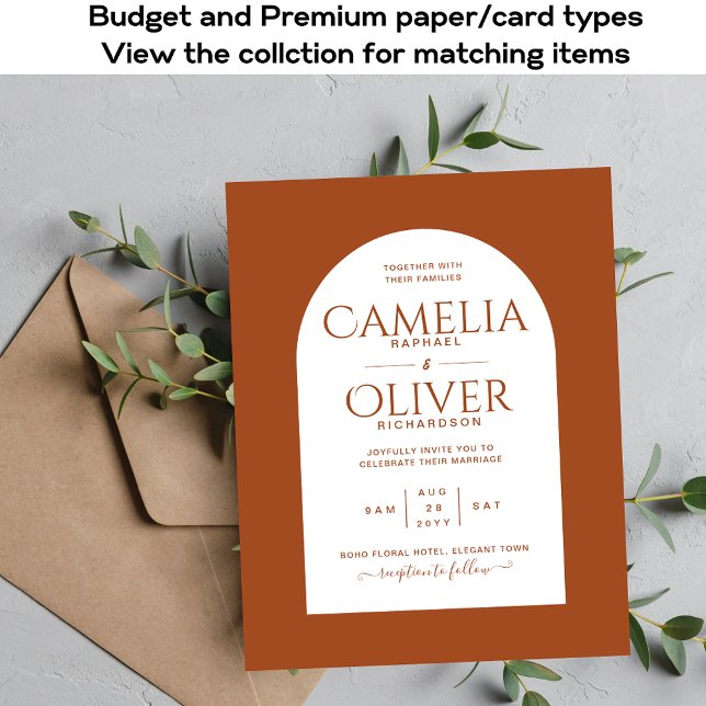 BUDGET Terracotta Wedding Invitation Modern Arch  Flyer (Creator Uploaded)