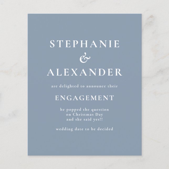 Budget Text Dusty Blue Engagement Announcement (Front)