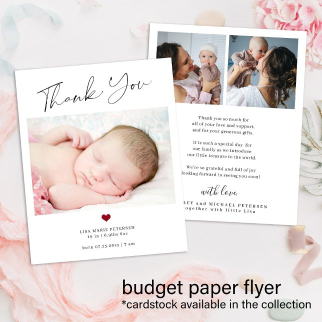 Budget thank you baby photo birth announcement flyer (Creator Uploaded)