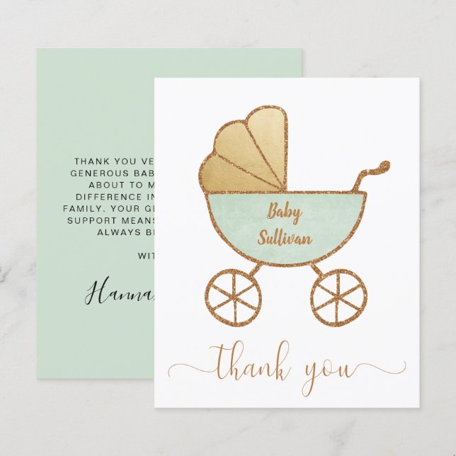 Budget Thank You Baby Shower Mint Green Carriage (Front/Back)