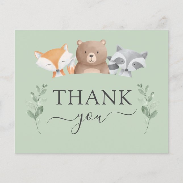 Budget Thank You Baby Shower Woodland Greenery Flyer (Front)