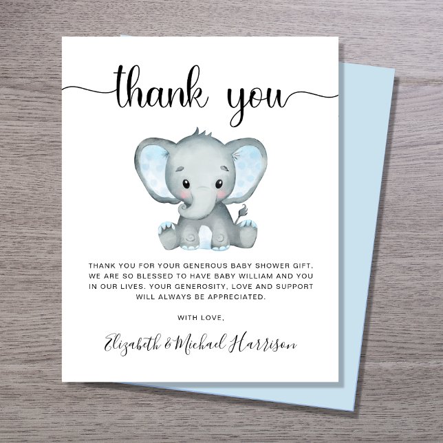 Budget Thank You Blue Elephant Baby Shower (Creator Uploaded)
