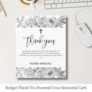 Budget Thank You Funeral Cross Memorial Card