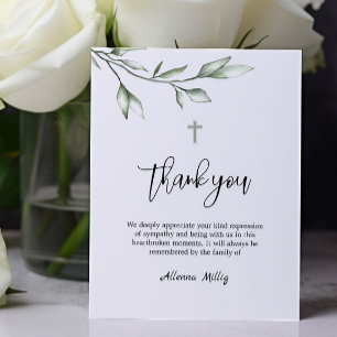 Budget Thank You Funeral Cross Memorial Card