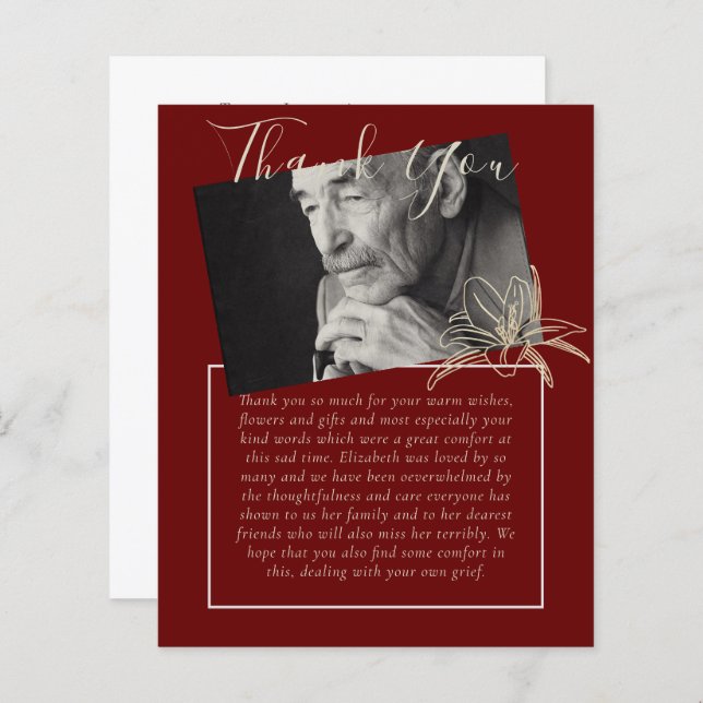 BUDGET Thank You Funeral Memorial Obituary PHOTO (Front/Back)