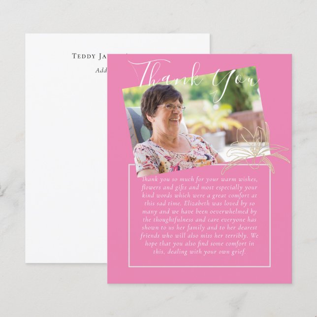BUDGET Thank You Funeral Memorial Obituary PHOTO (Front/Back)