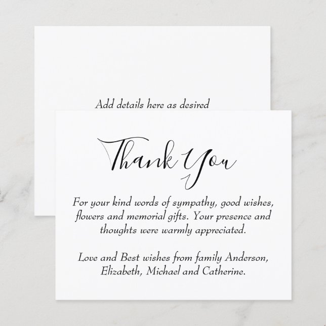 BUDGET Thank You Funeral Memorial Template (Front/Back)