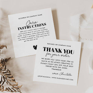 Budget Thank You Heart Care Instruction Business Square Business Card