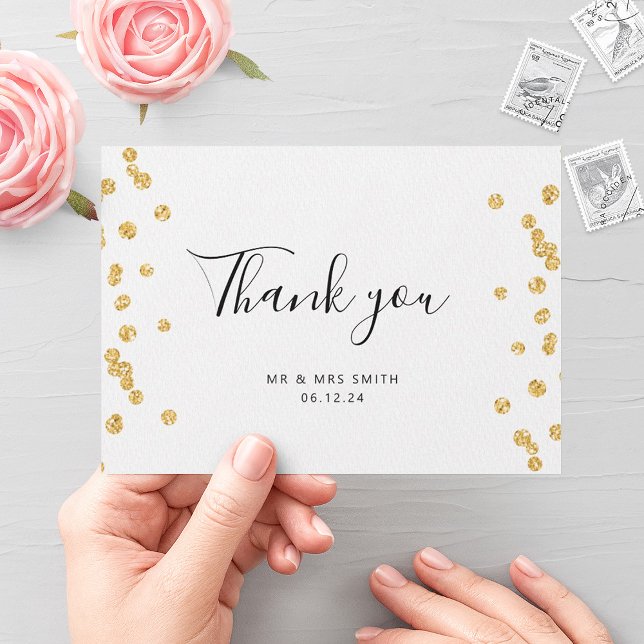 BUDGET Thank You Insert Gold Glitter  Card (BUDGET Thank You Insert Gold Glitter Note Card)