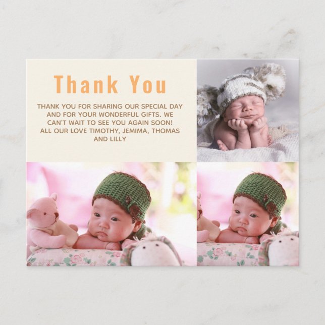 BUDGET Thank You PHOTO Cards NEW BABY Girl Boy (Front)