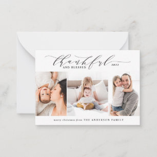 budget thankful and blessed 3 photo card