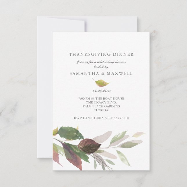 Budget Thanksgiving Gathering Invitations Foliage (Front)