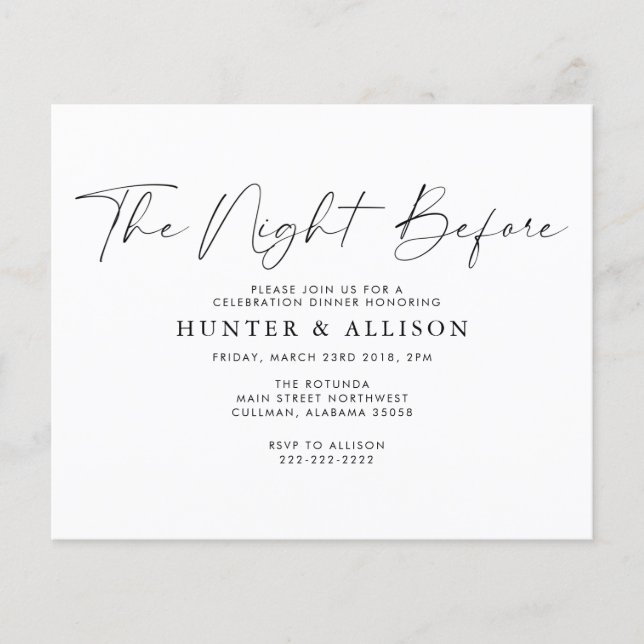Budget  The Night Before | Invitation Flyer (Front)